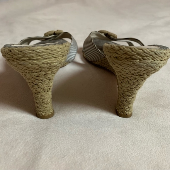 CHANEL Wedge Espadrille Sandals Size 38.5 - Picture 6 of 8